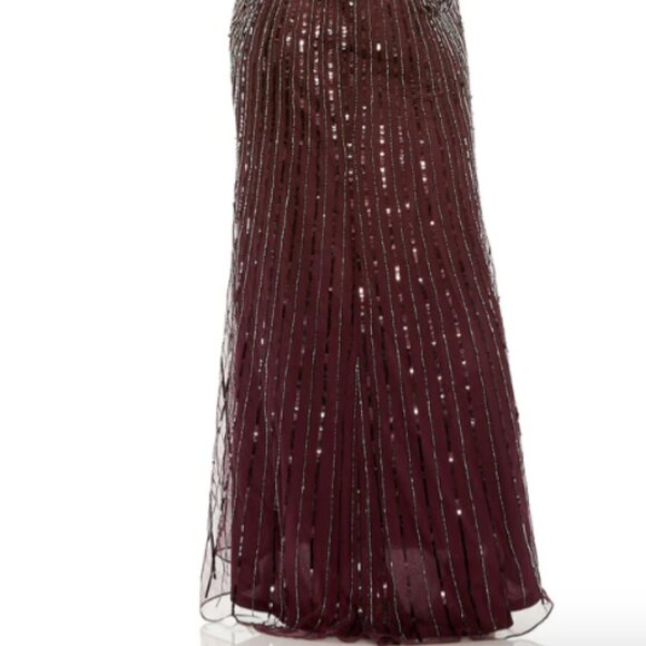 MAC DUGGAL 5501 SEQUINED WRAP OVER BISHOP SLEEVE BLACKBERRY GOWN sz 10 - Picture 5 of 6